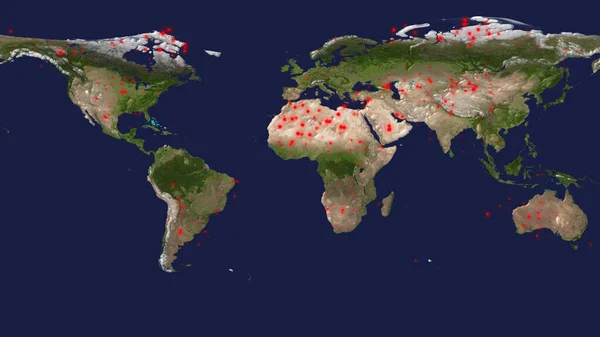 世界中の100万人に到達したコロナウイルスの症例を示す世界地図. — ストック写真