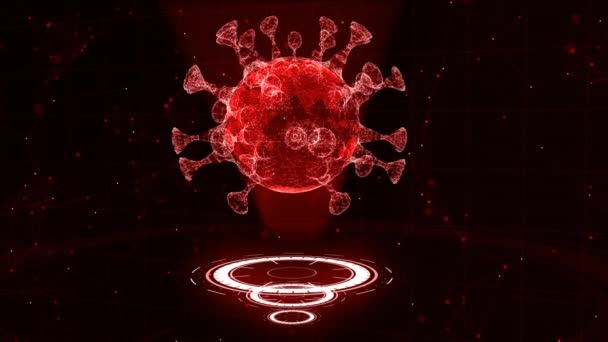Animation 3D du modèle de simulation du virus rouge dans les infections respiratoires. — Video