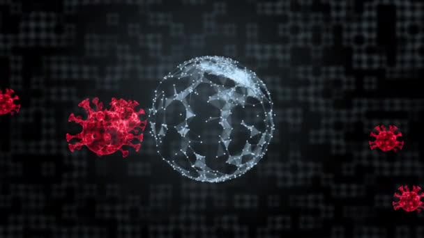 Concetto di attacco del virus mondiale. Concetto di pianeta lotta contro il virus, il pericolo e le malattie a rischio per la salute pubblica . — Video Stock