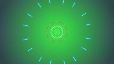 Çokgen kaleydoskopik desen yeşil ekran üzerinde daralıyor ve büyüyor.