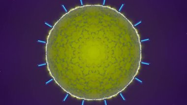 Karanlık arkaplan üzerinde mikroskop altında virüs hücresinin ya da mikroorganizmanın soyut 3D görüntüsü.