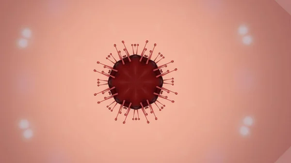 3D рендеринг красных пандемических вирусных клеток плавающих на светло-розовом фоне. — стоковое фото