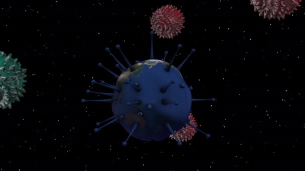 A Föld bolygó veszélyes fertőzésben szenved és vírussejtekké alakul. — Stock videók