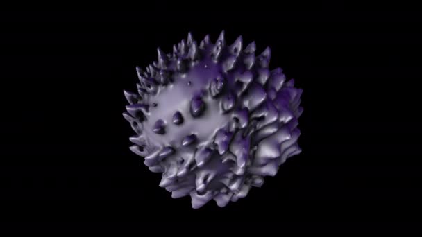 Vivid violet 3d rendant bulle fluide se déformant comme une cellule virale avec plusieurs appendices.