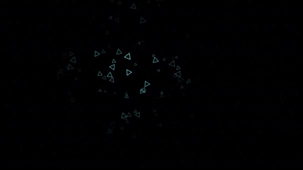 De minuscules triangles plats apparaissent et scintillent avec une lumière bleu clair sur fond sombre.