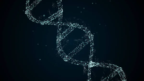 Rotation of digital DNA on abstract background with floating particles — Stock Photo, Image