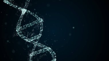 Yüzen parçacıklar ile soyut arkaplan üzerinde dijital DNA 'nın döndürülmesi