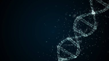 Yüzen parçacıklar ile soyut arkaplan üzerinde dijital DNA 'nın döndürülmesi