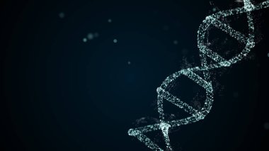 Uzay karanlığında dijital ikili DNA molekülünün soyut temsili.