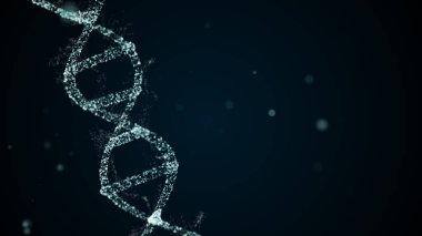 Yüzen parçacıklar ile soyut arkaplan üzerinde dijital DNA 'nın döndürülmesi