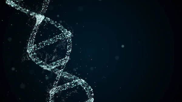 Rotace digitální DNA na abstraktním pozadí s plovoucími částicemi — Stock fotografie