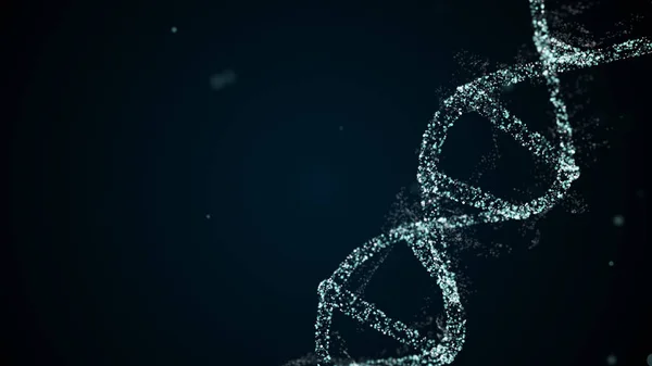 Sztuczna struktura DNA z lśniącymi cząstkami światła — Zdjęcie stockowe