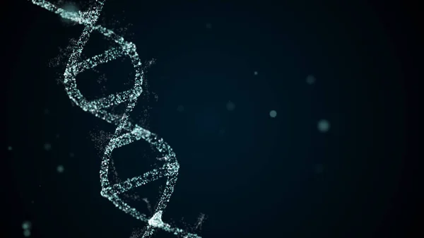 Rotazione del DNA digitale su sfondo astratto con particelle galleggianti — Foto Stock