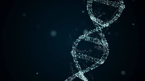 3d dna molecule projection with personal data inside over black background — Stock Photo, Image