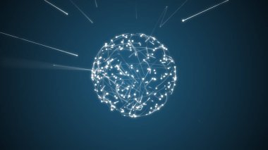 Parlak tekno mavi küre ve beyaz çizgiler.
