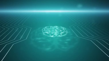 Alfa arka planda beyin ve beyin sapının 4k animasyon grafik tasarımı.