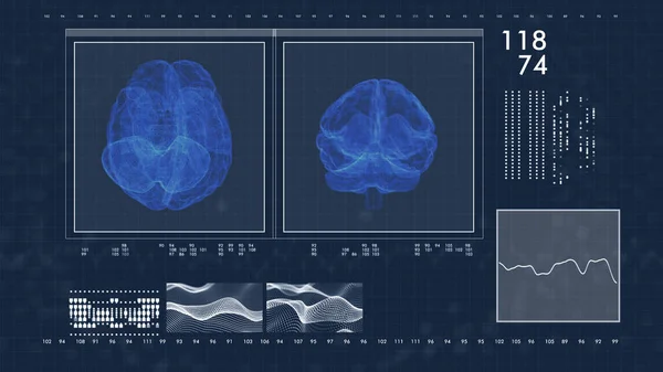 脳研究インターフェースのセットの3Dレンダリング. — ストック写真
