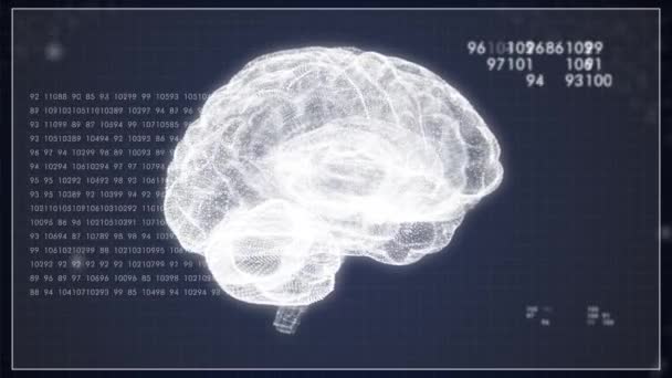 4k elemen video hud dari otak manusia holografik berputar. — Stok Video