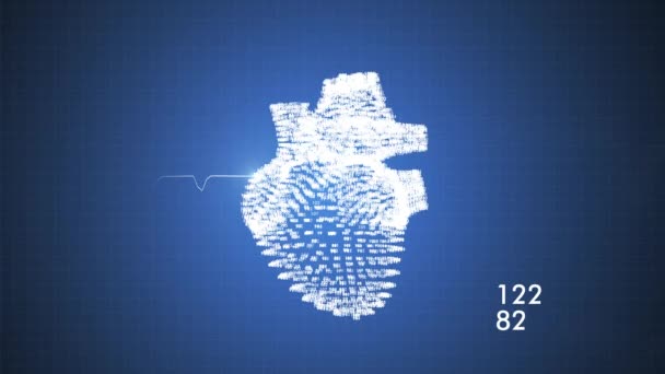 La presión arterial y la frecuencia cardíaca se muestran en una pantalla moderna en video 4k . — Vídeos de Stock