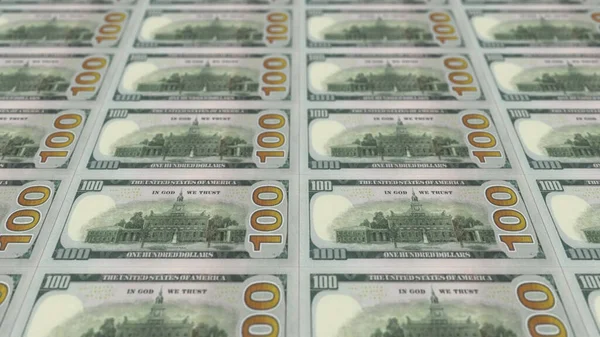 3d rendering of lots of hundred dollars. — Stock Photo, Image