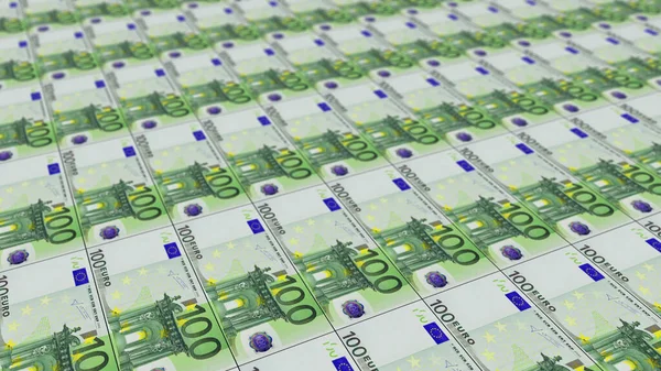 Πολλά τραπεζογραμμάτια ευρώ εκατοντάδων σε τρισδιάστατη απεικόνιση. — Φωτογραφία Αρχείου