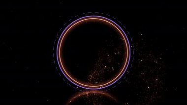 Düğün geçmişi. Altın bir halkanın soyut görselleştirilmesi Wirh toz parçacıklarının etrafa saçılması ve alt yansıması.