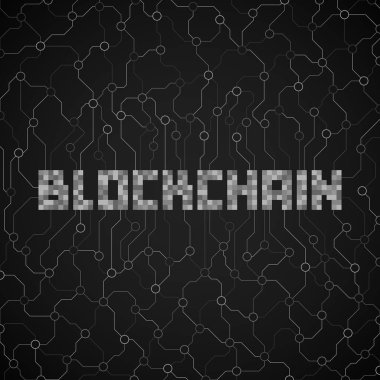 tek renkli gri tonları tasarım-to-peer dağıtılmış veritabanı blockchain teknoloji pixelated dekorasyon izole arka plan karanlık adam vektör