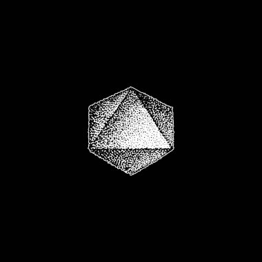 vektör tek renkli beyaz retro nokta sanat elle çizilmiş octahedron geometrik hacimsel siyahişi tasarım öğesi vintage dövme tarzı dekorasyon izole şekli çizimde siyah adam