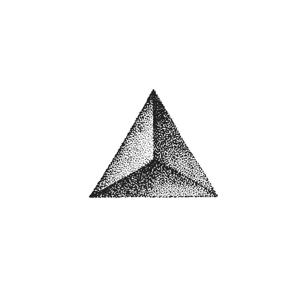 Vector Monocromo Negro Retro Punto Arte Mano Dibujado Triángulo Prisma — Vector de stock