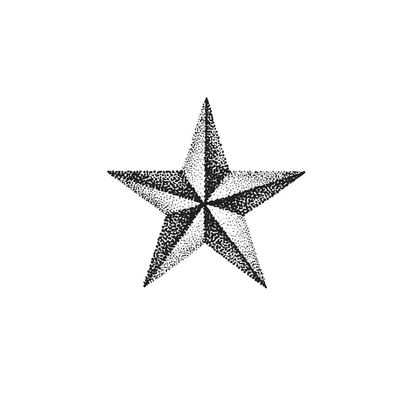 Vector Monochrome Black Retro Dot Art Hand Drawn Star Shape — Stock Vector