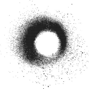 vektör tek renkli siyah noktalı resim daire sprey sanatsal grunge doku boş şablon modern arka plan tasarım poster, açılış, davet veya presentatio için noktalı