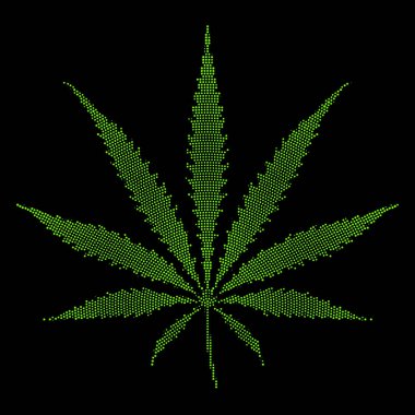 vektör piksel noktalı resim stili tasarım yeşil renkli tıbbi esrar tedavisi yaprak yeşil haç işareti illüstrasyon simgesi üzerinde siyah adam izole