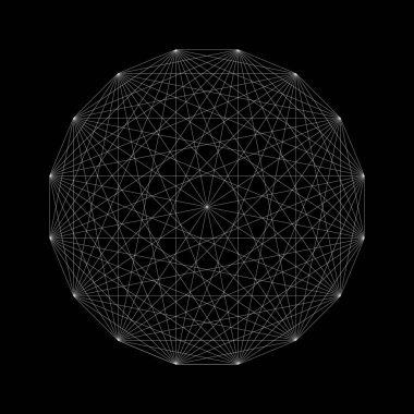 siyah arka plan üzerine izole beyaz çizgiler tek renkli dize mandala kutsal geometri tasarlamak vektör 