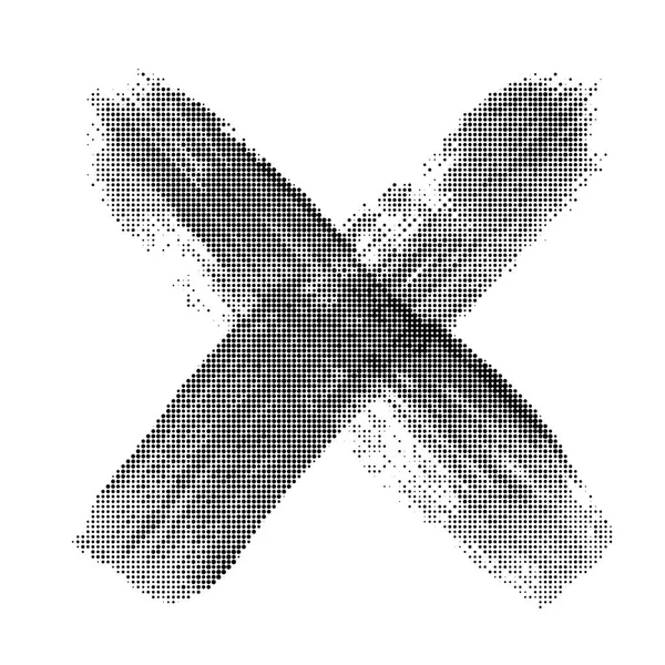 Vector Cross Halftone Artistic Grunge Dotted Texture Blank Template Modern — Stock Vector