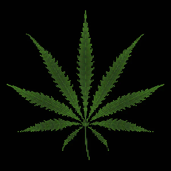 Pixels Vectoriels Demi Teinte Style Conception Vert Coloré Médical Marijuana — Image vectorielle