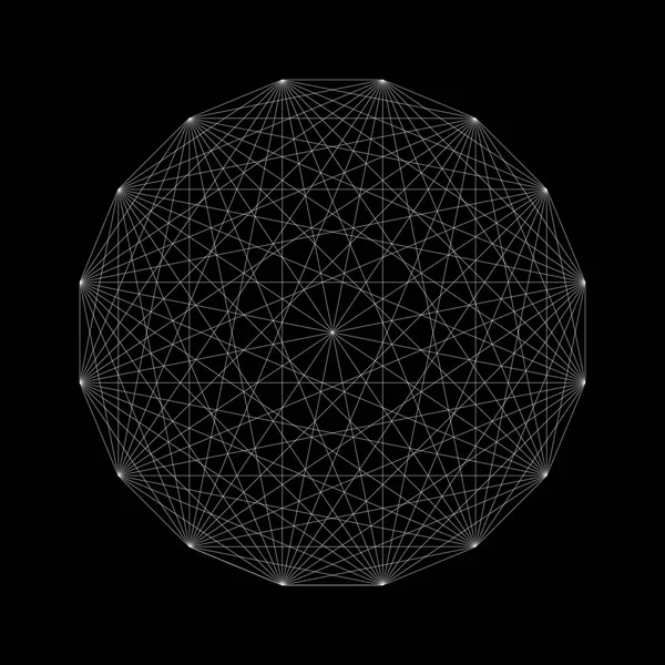 Vector Blanco Líneas Monocromo Cadena Diseño Mandala Geometría Sagrada Ilustración — Vector de stock