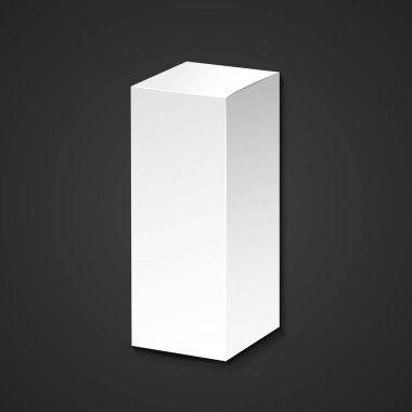 beyaz boş sahte kağıt üzerinde karanlık adam gölge şablon tasarımı ile gerçekçi düşük kare dikey paket karton kutu illüstrasyon izole kadar vektör