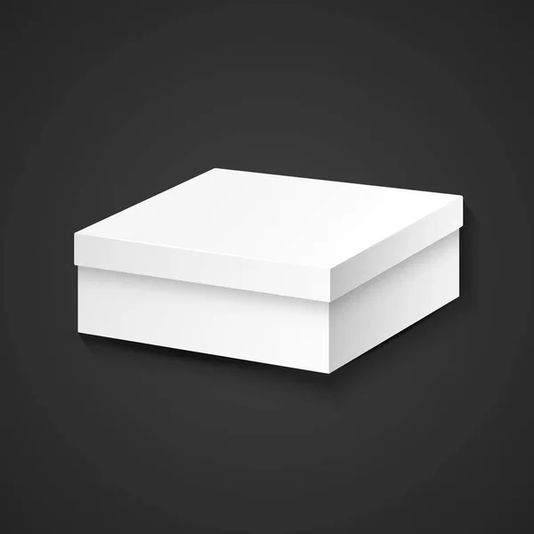 Vettore Bianco Modello Carta Bianca Basso Quadrato Scatola Cartone Pacchetto — Vettoriale Stock
