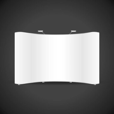 vektör beyaz sergi fuar Pos Pow boş marka basın duvara afiş gerçekçi illüstrasyon kadar sahte üzerinde karanlık adam izole gölge şablon tasarımı ile