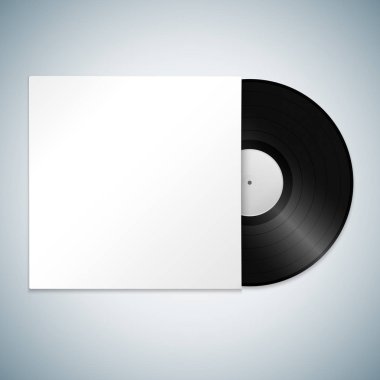 ışık adam izole gölge şablon tasarımı ile beyaz kağıt Lp vinil plak boş kollu kapak sahte kadar gerçekçi illüstrasyon vektör