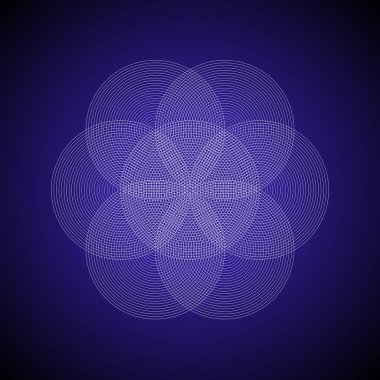 vektör ışık darbeleri süs tasarım soyut mandala kutsal geometri illüstrasyon tohum koyu arka plan üzerinde izole yaşam 