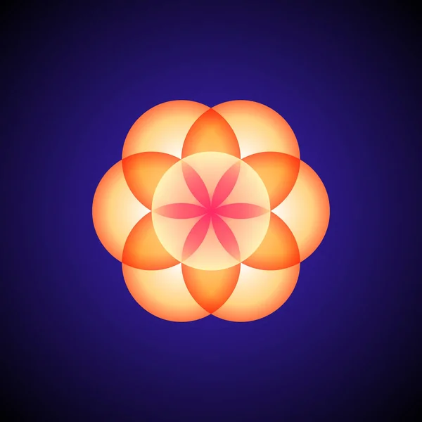 Vettore Arancione Ornamento Disegno Astratto Mandala Sacro Geometria Illustrazione Seme — Vettoriale Stock