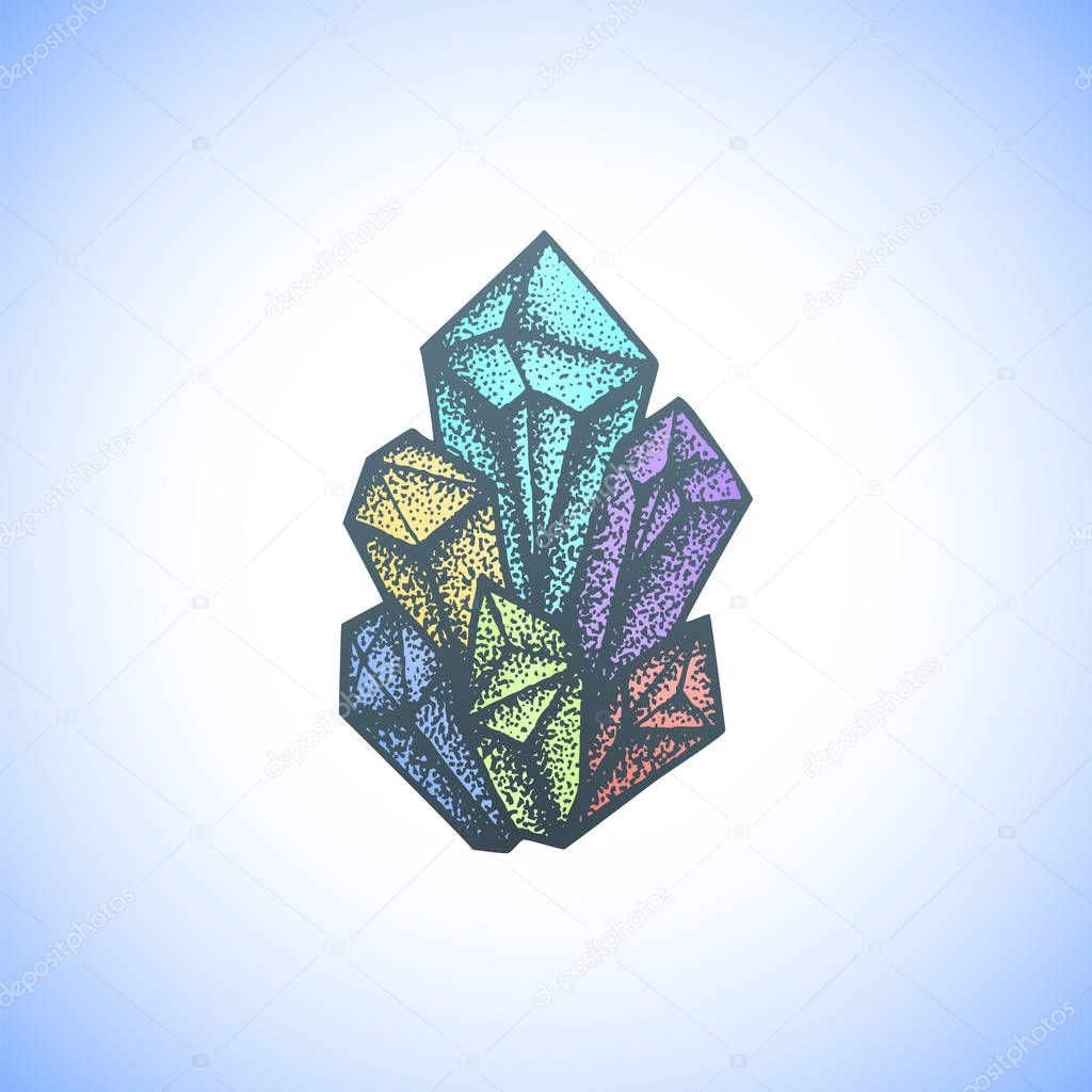 colored hand drawn crystal illustratio