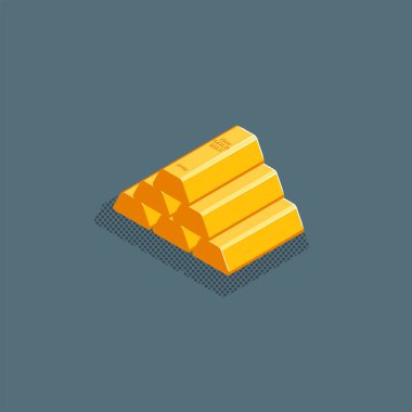 izometrik parlak altın çubuklar çizimi