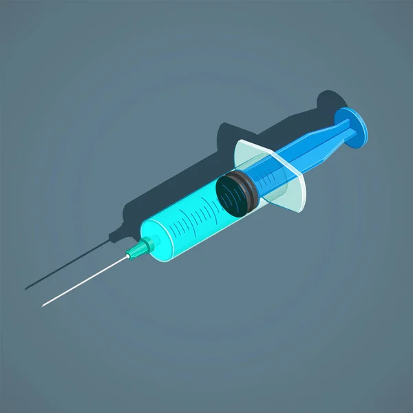 Ilustracja jednorazowej strzykawki z lekiem izometrycznym — Wektor stockowy