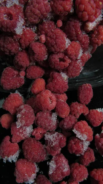 Raspberries Ice Frozen Raspberry Berry — Stock Photo, Image