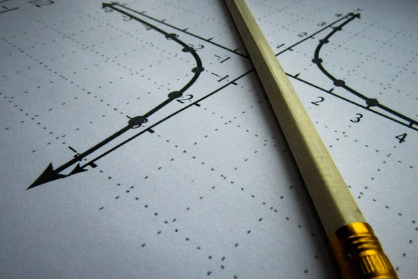 Rappresentazione Grafica Funzioni Matematiche Una Matita — Foto Stock