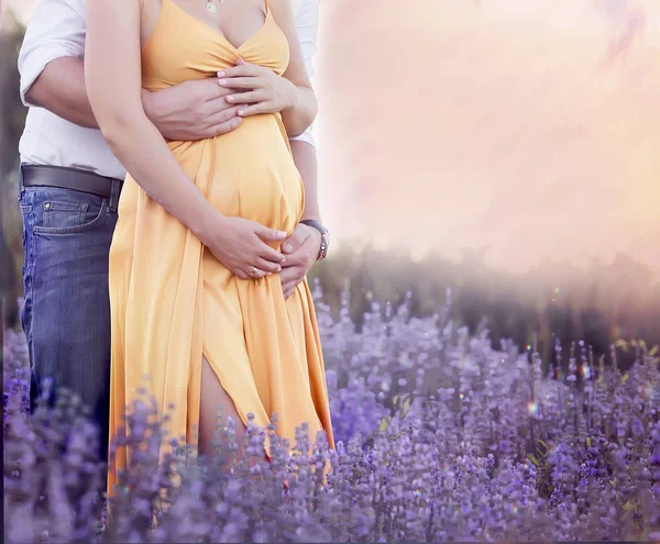 Getrouwd stel in een Lavendel veld — Stockfoto