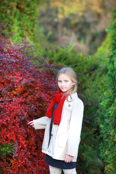 Blond meisje lopen in het herfst Park — Stockfoto
