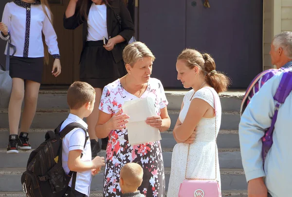 Киев Украина Сентября 2018 Года Встреча Родителей Учеников Учителем Начальной — стоковое фото